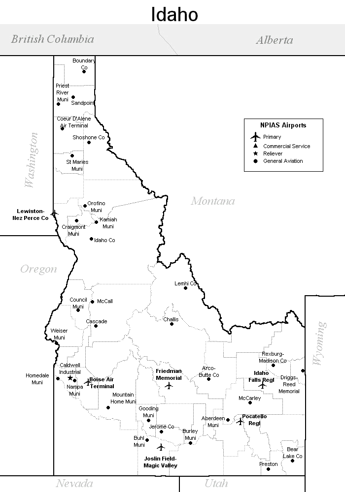 Idaho airport map